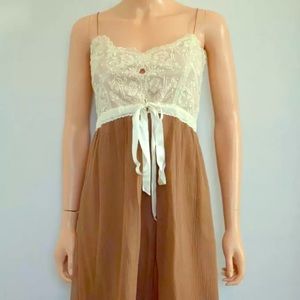 Miguelina Mocha Pleated 100% Silk Dress SOLD
